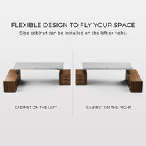 Eureka Ergonomic Zen Pro Desk With Flexible Design: Cabinet Can Be On Left Or Right, White Marble Top.