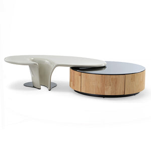 Eureka Ergonomic Round & Special-shaped Coffee Table with Side Table Set product showcase