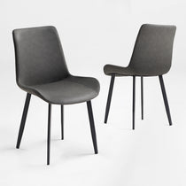 Milo Dining Side Chair in Gray With Black Metal Legs, Modern Dining Room Furniture.