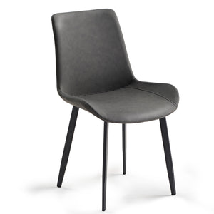 Milo Dining Side Chair in Gray With Black Metal Legs, Modern Dining Room Furniture.