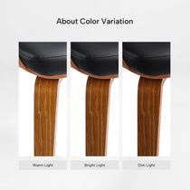 Belmar Black Leather Dining Chair Detail: Black Leather Seat With Wood Frame and Legs, Ergonomic Design.