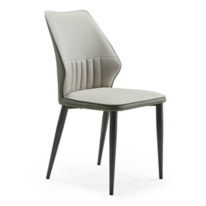 Ember, Upholstered Dining Side Chair Set of 2, Gray & Bottle Green