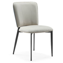 Aspen Upholstered Dining Chair in Off-White With Black Metal Frame.