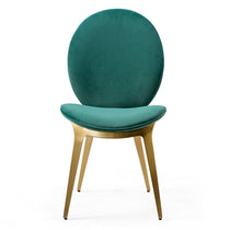 Katalea Green Velvet Dining Chair With Gold Legs - Modern Dining Room Seating.