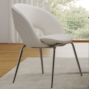 Shanean, Velvet Dining Chair  1 PC,  Off-White