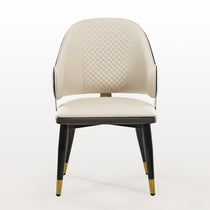 Anareli Dining Chair With Beige Diamond-Stitched Back and Gold Accents - Modern Dining Room Furniture.