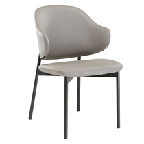 Noble Gray Upholstered Dining Side Chair With Metal Legs, Perfect for Modern Dining Spaces.