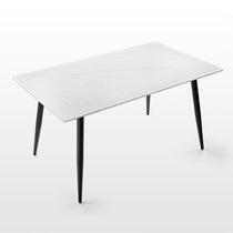 Liam 55.91 Dining Table With White Sintered Stone Top and Black Legs.