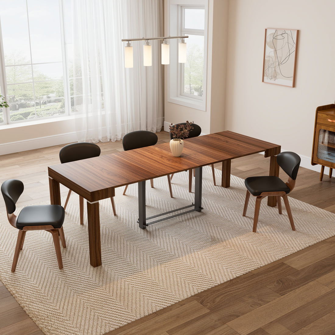 Eureka Ergonomic 98'' Walnut Extendable Dining Table in Dining Room