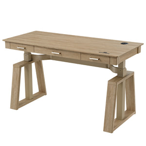 Ark El Executive Standing Desk With Oak Veneer, Modern Design, and Built-In Features.