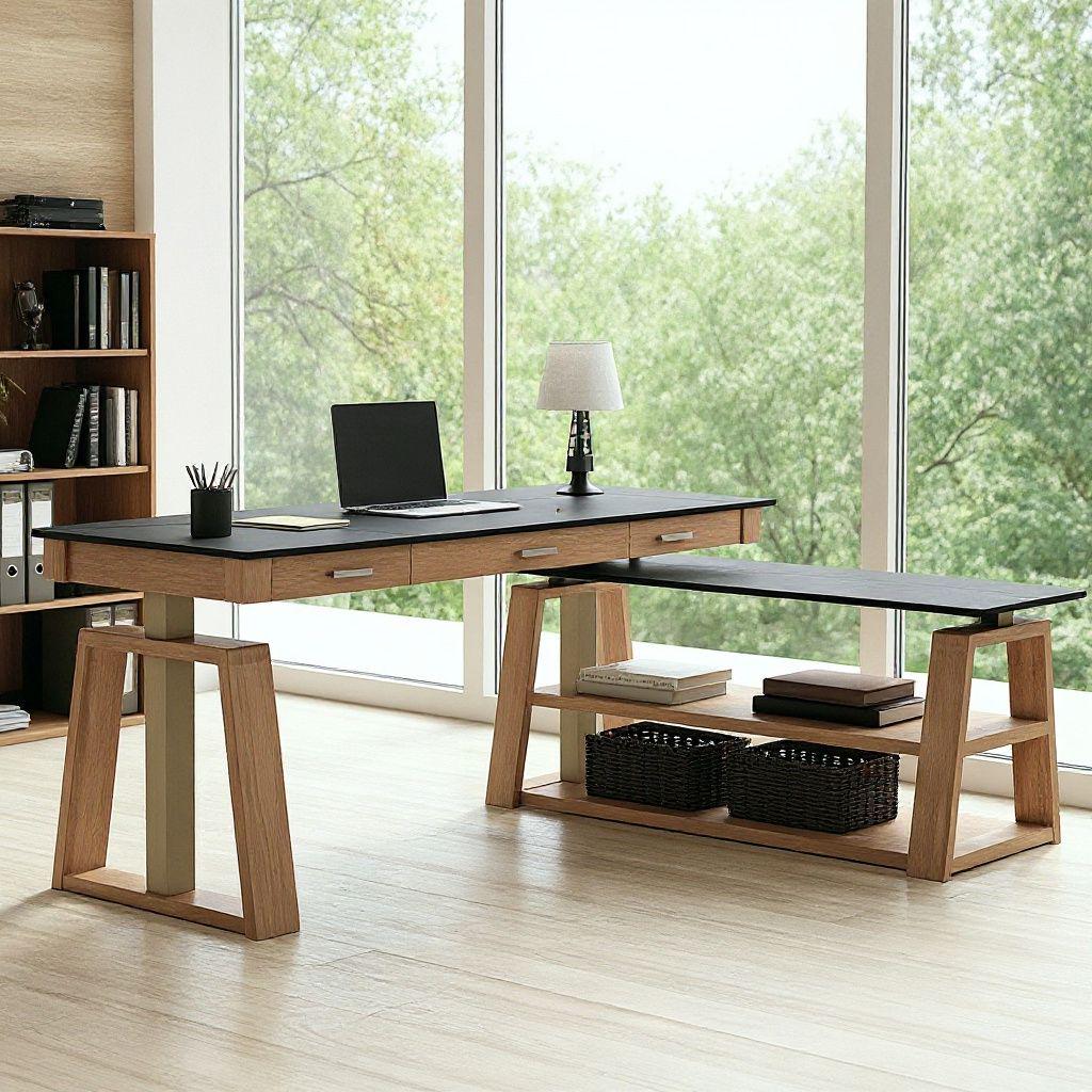Eureka Ergonomic L Shape Excuetive Standing Desk with Storage Shelf