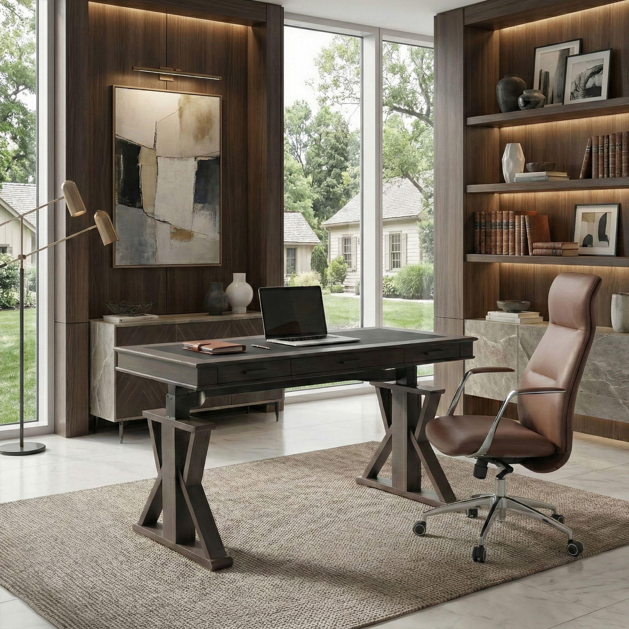 Eureka Ergonomic 60 inches Executive Standing Desk with Leather Finish
