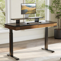 Eureka Ergonomic Standing Desk With Drawer, Black Top & Wood Finish for Ergonomic Home Office.