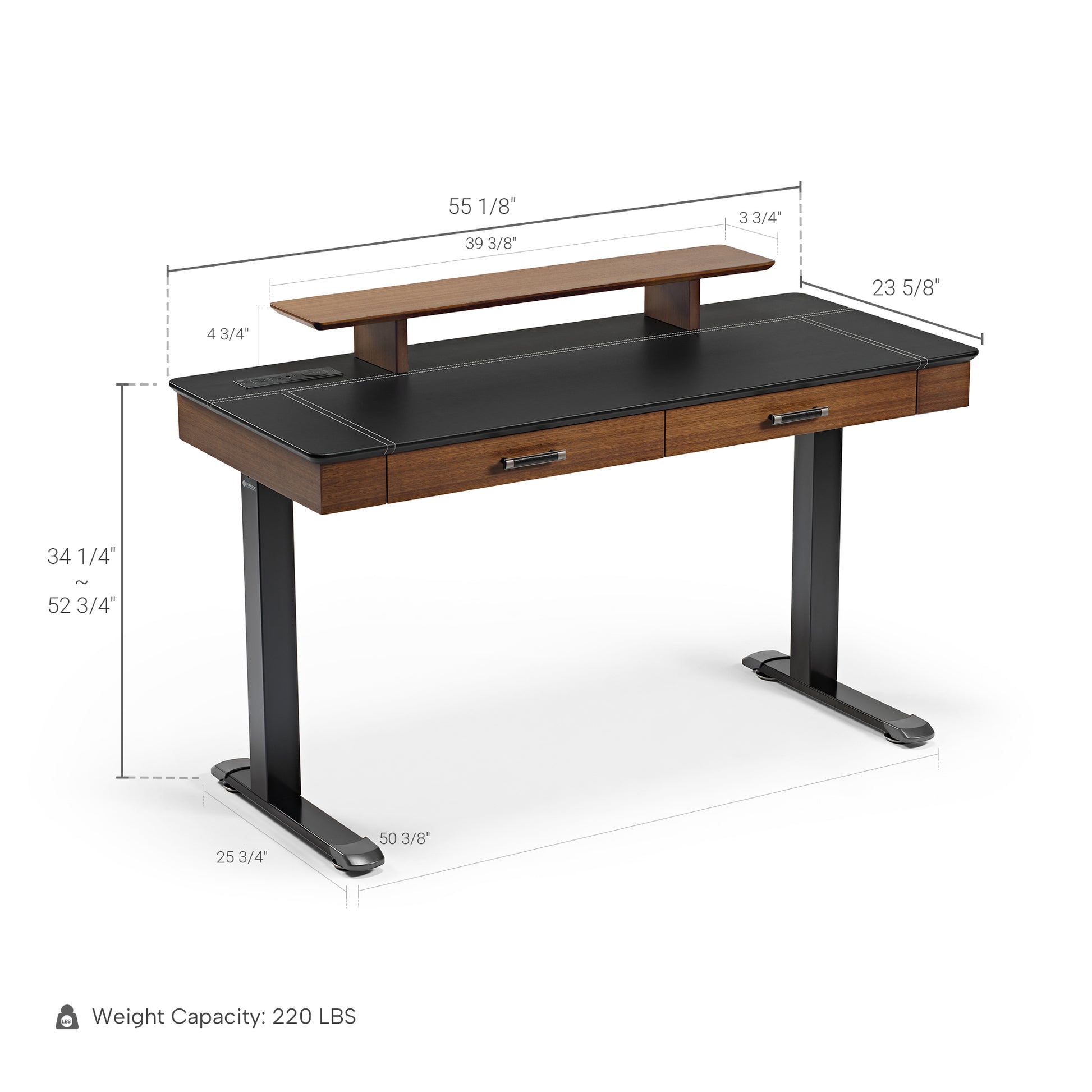 Eureka Ergonomic saddle leather standing desk dimensions diagram