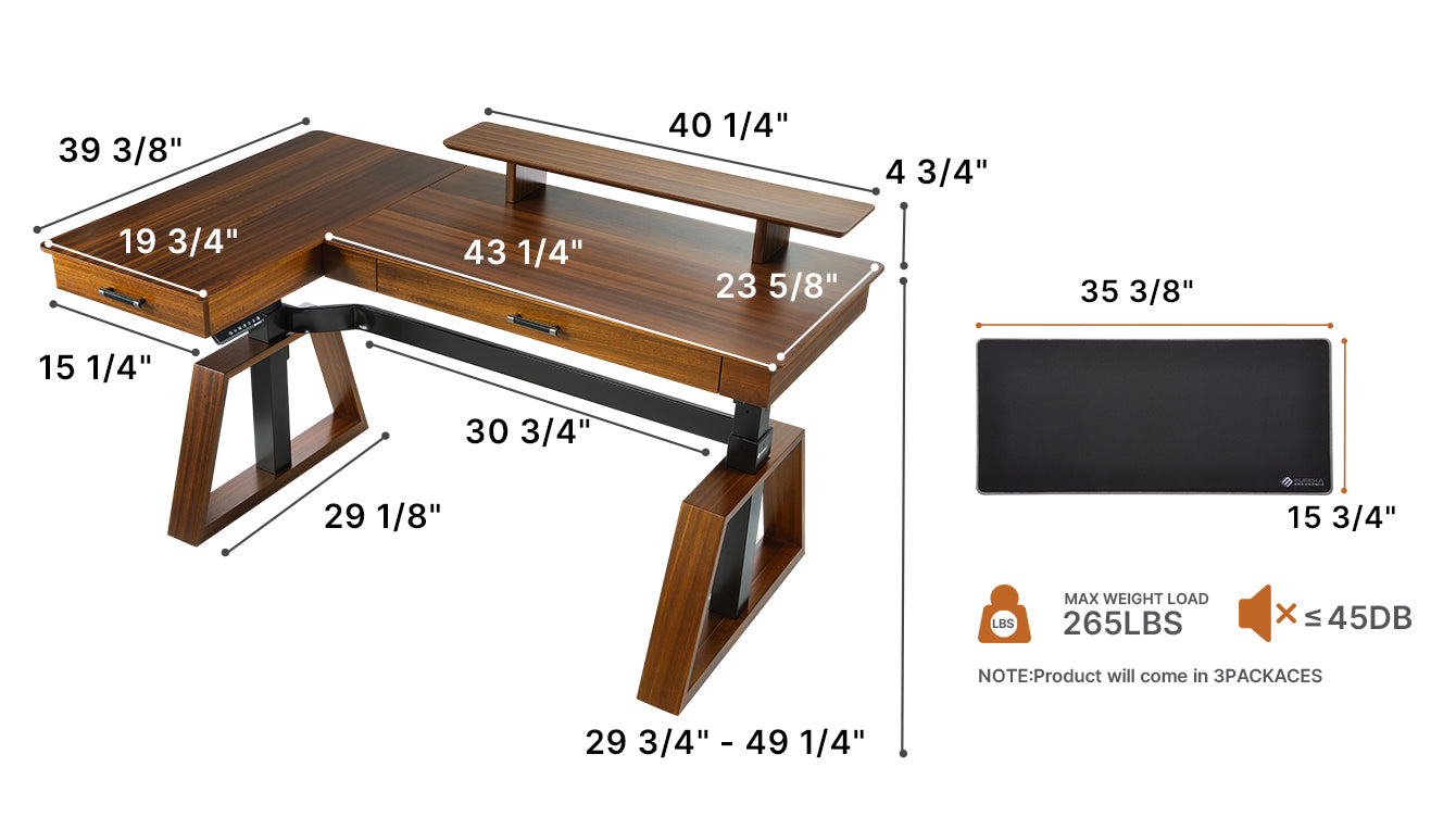 Buy Nexora L shape Modular Office Table with Three Drawers (Exotic