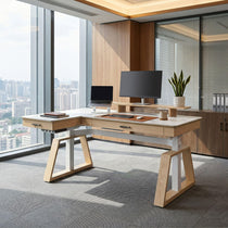 Ark Pro L-Shaped Standing Desk (Sintered Stone, 63"x23")