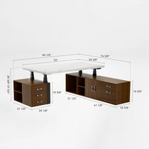 Zen Pro Executive Standing Desk With Dimensions: Sintered Stone Top and Wood Cabinets, Modern Office Desk.