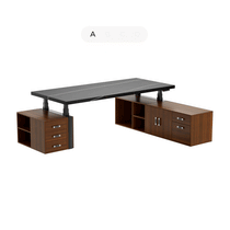 Eureka Ergonomic Zen Pro Series executive standing desk with black sintered stone top, wood cabinets and black legs.