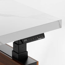 Zen Pro Executive Standing Desk With White Sintered Stone Desktop and Adjustable Height Control Panel By Eureka Ergonomic.