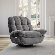 Grayson Power Recliner Chair in Gray Fabric With Rocking Swivel Base, Perfect for Living Room.