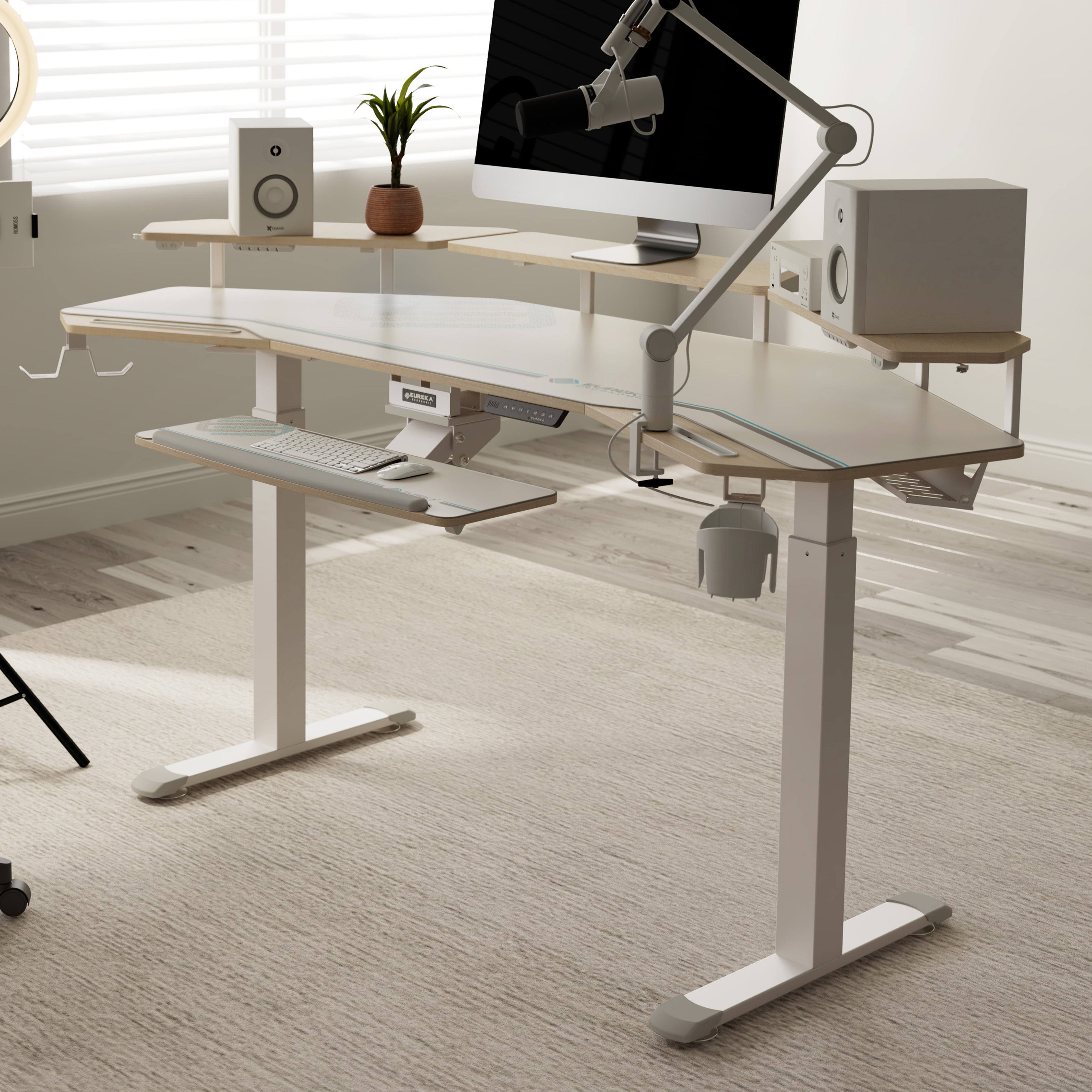 Eureka Ergonomic 72'' Wing shape Standing Desk with Accessories Set