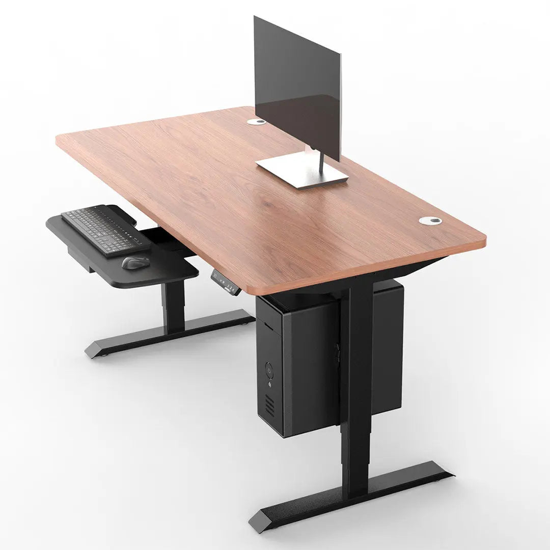 60'' Electric Standing Office Desk, Black & Walnut