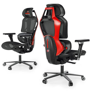 Eureka Ergonomic Typhon Hybrid Gaming Chair - Ergonomic Black and Red Gaming Chair, Perfect for Home Office and Gaming.
