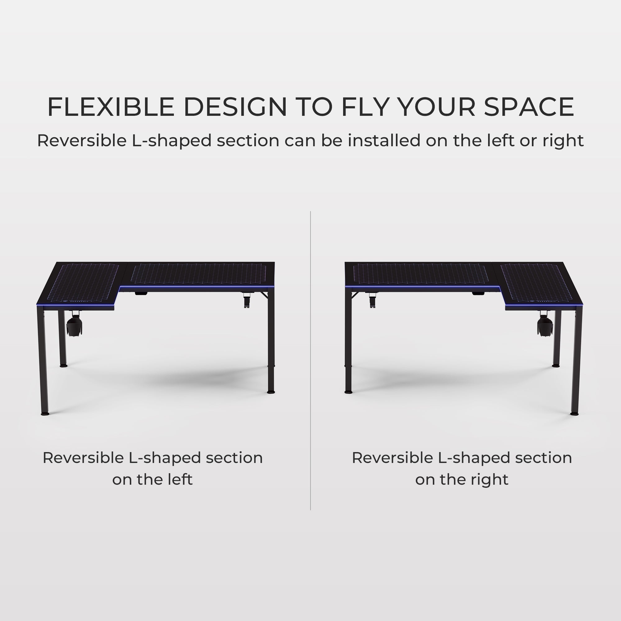 Eureka Ergonomic 60'' L Shaped Gaming Desk with Desktop RGB Lighting