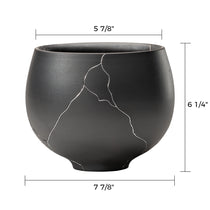 Dark Gray Ceramic Vase With Silver Crack Detailing, Ideal for Dining Table Or Shelf, HD-09-B.