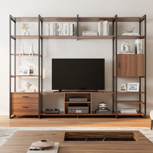 Sonoma Modern TV Stand with Storage Cabinet & Book Shelves