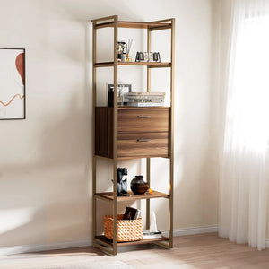 Eureka Ergonomic Sonoma 85.2'' Storage Shelf, Modern Design, With Shelves, Drawers and Metal Frame.