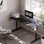 Eureka Ergonomic Manual Height Adjustable Gaming Desk, Black, With Accessories and Ergonomic Design.