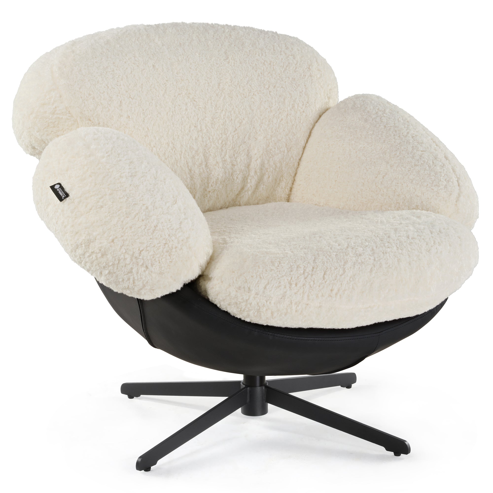 Lamb Velvet White Swivel Lounge Chair For Living Room|Eureka Ergonomic