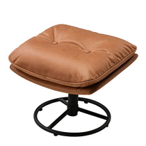 Camden Tufted Ottoman, Brown Upholstery With Tufted Detailing and Black Metal Base.