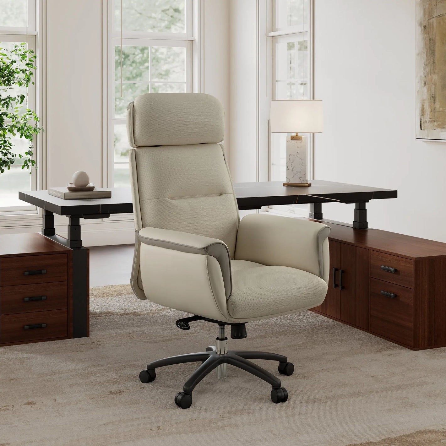 Royal, Executive Office Chair,Beige White