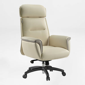 Royal Microfiber Leather Executive Office Chair in Ivory - Ergonomic Design.