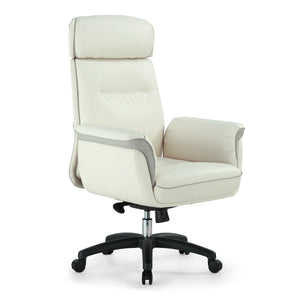 Eureka Ergonomic Royal, comfy leather executive office chair with high back and lumbar support, Beige Gray, Executive Office, Leather Padded Structure