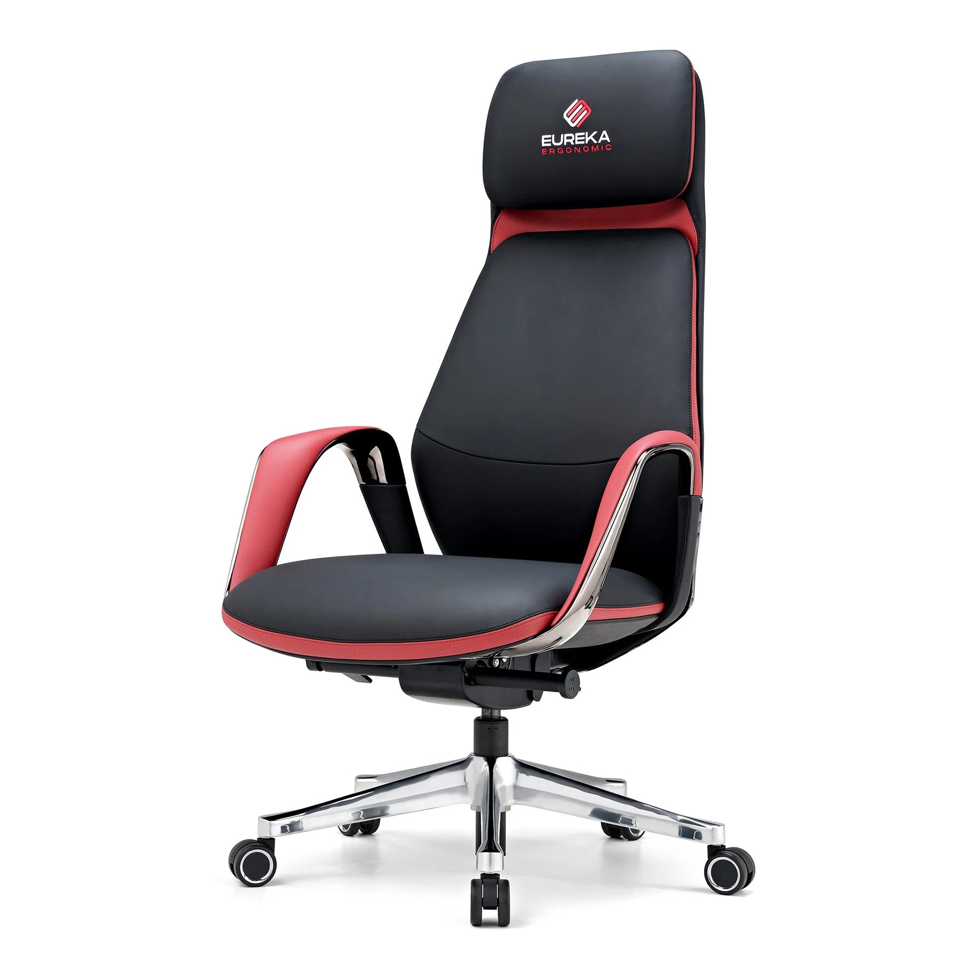 SERENE, Eureka Ergonomic comfy leather executive office chair Luxury Napa Leather, Black-Red