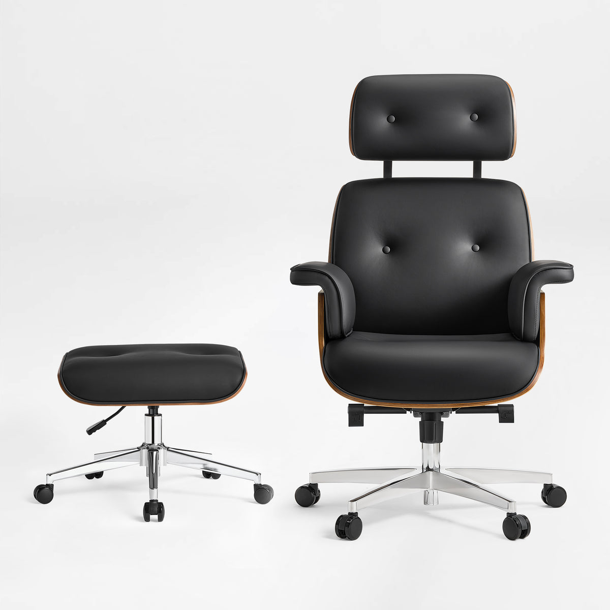 Eureka Ergonomic Mathias Pro Black Chair and Ottoman Set Front View