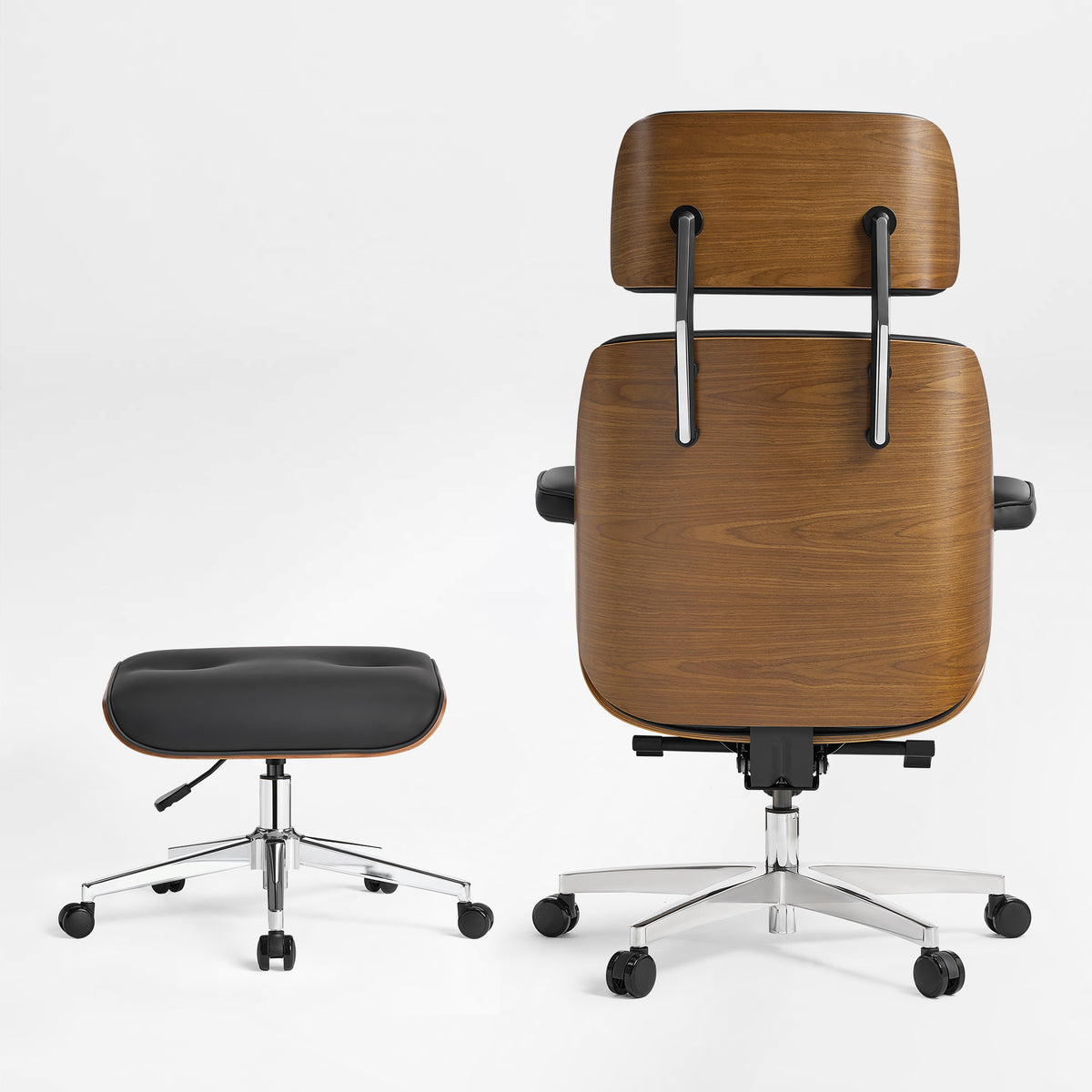 Eureka Ergonomic Mathias Pro Black Chair and Ottoman Set Rear View