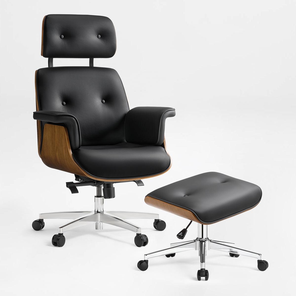Eureka Ergonomic Mathias Pro Black Chair and Ottoman Set