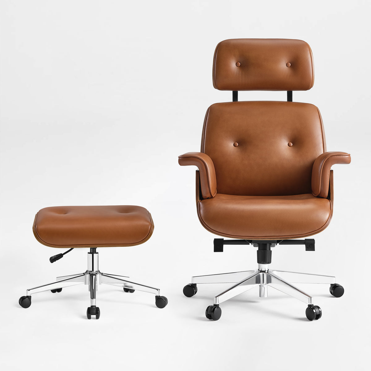 Eureka Ergonomic Mathias Pro Brown Chair and Ottoman Set Front View