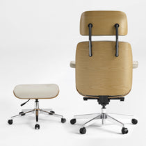 Eureka Ergonomic Mathias Pro Beige Chair and Ottoman Set Rear View