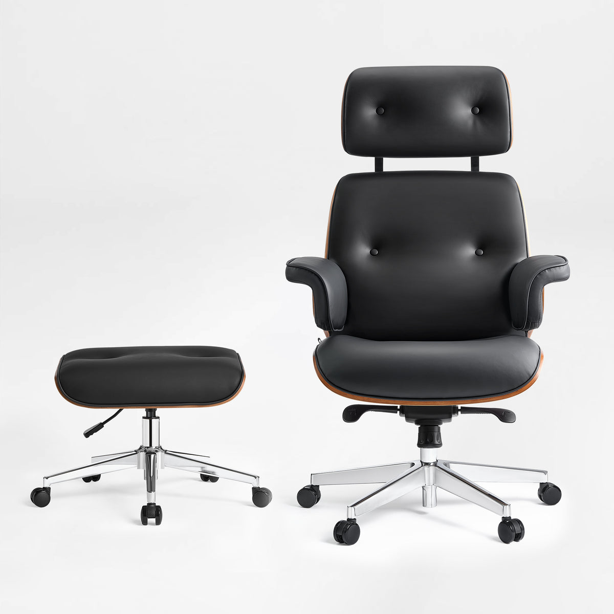 Eureka Ergonomic Mathias XL Black Chair and Ottoman Set Front View