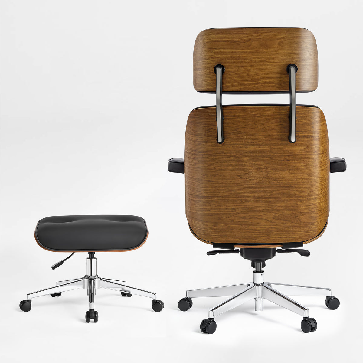 Eureka Ergonomic Mathias XL Black Chair and Ottoman Set Rear View