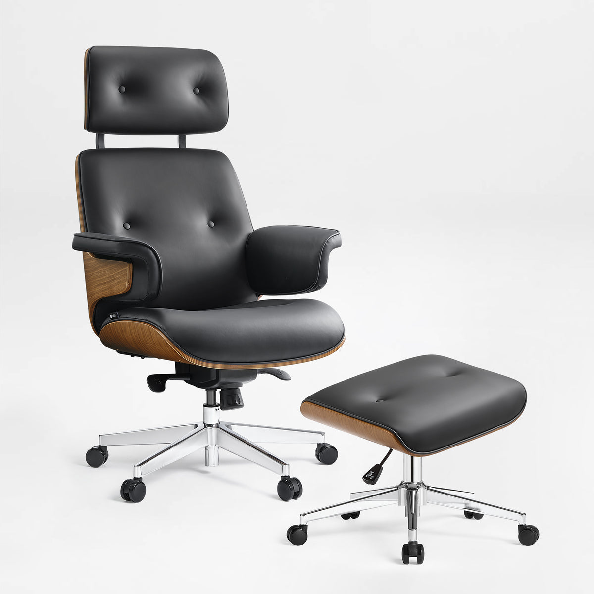 Eureka Ergonomic Mathias XL Black Chair and Ottoman Set