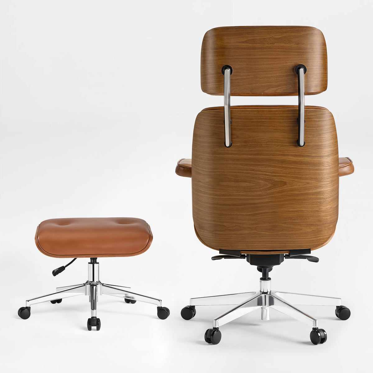 Eureka Ergonomic Mathias XL Brown Chair and Ottoman Set Rear View