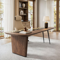 Magma, Natural Marble & Wood Top Office Desk (86"x37")