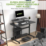 41'' Mobile Manual Height Adjustable Desk，Black-colored