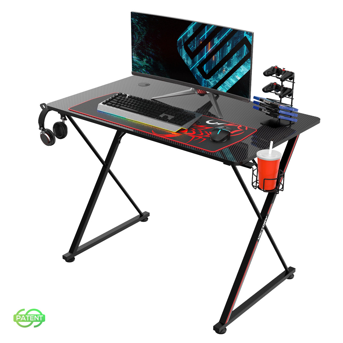 Eureka Gaming Desk with X-shaped Legs, 39''